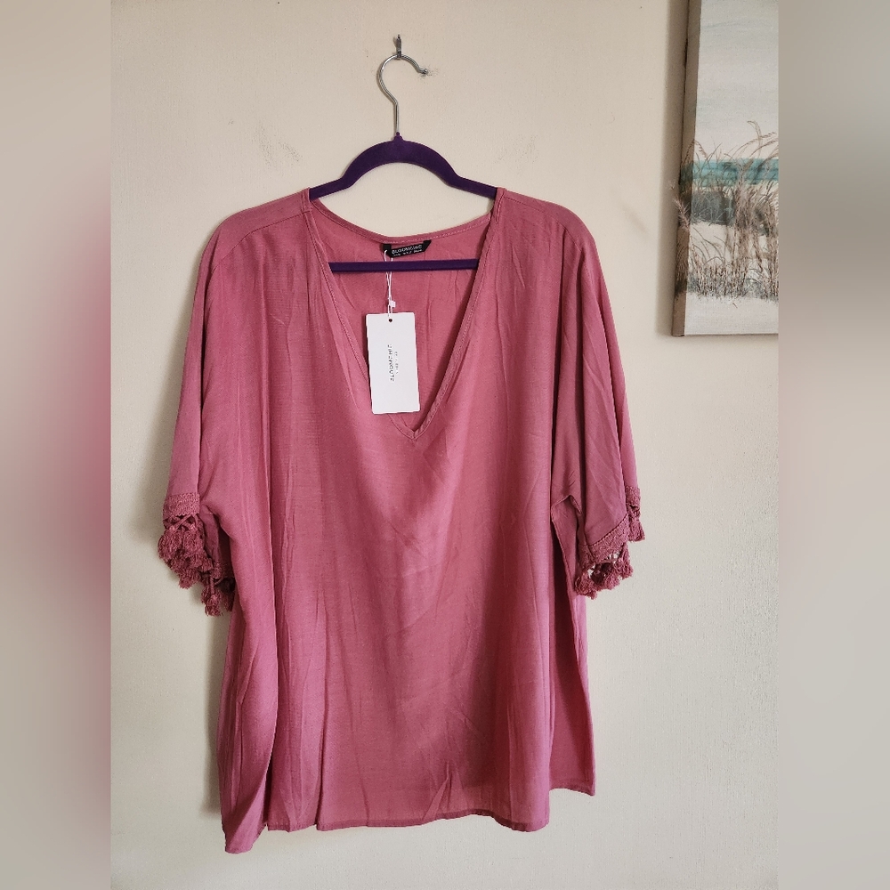 Bloomchic Top Tassle Sleeves 14/16 XL Dark Blush Pink